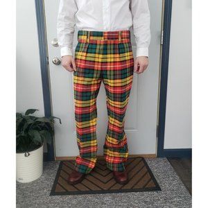 60s/70s Red,‎ Green, and Yellow Plaid Trousers